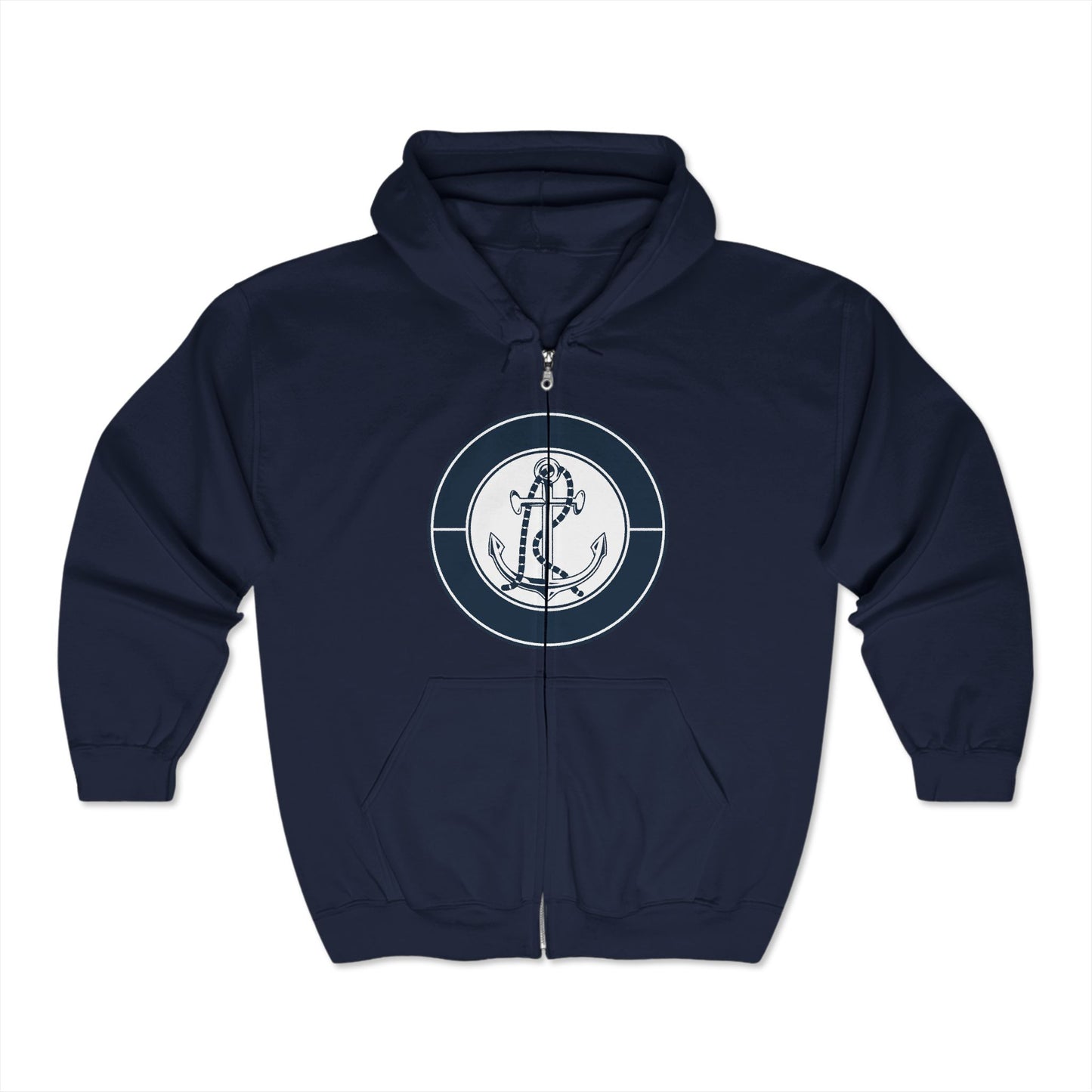 Anchor Circle Full Zip Hoodie - Nautical Design