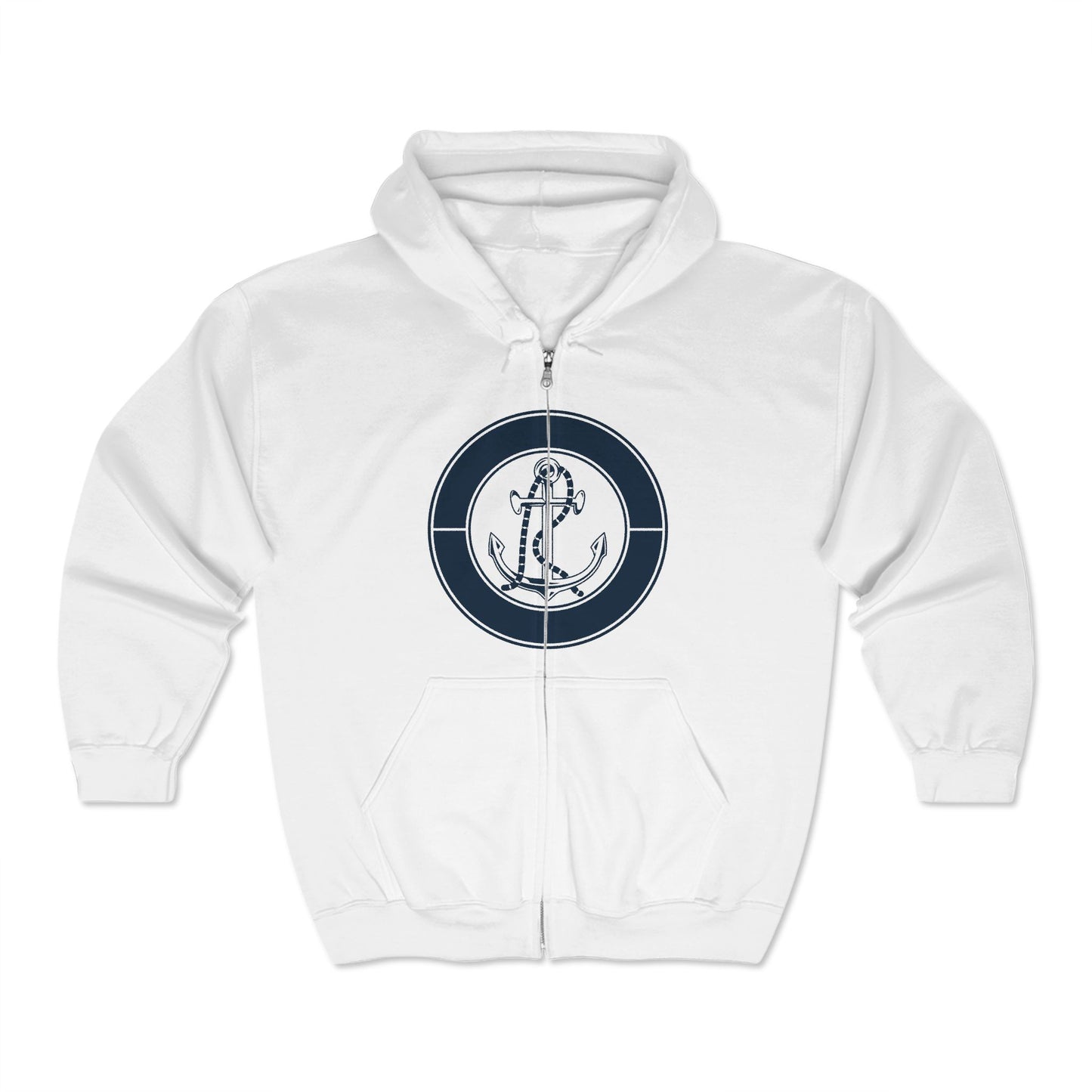 Anchor Circle Full Zip Hoodie - Nautical Design